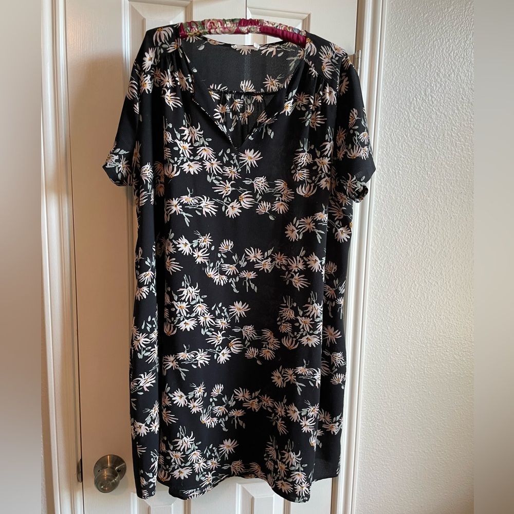 Lush Black Floral Mini Dress